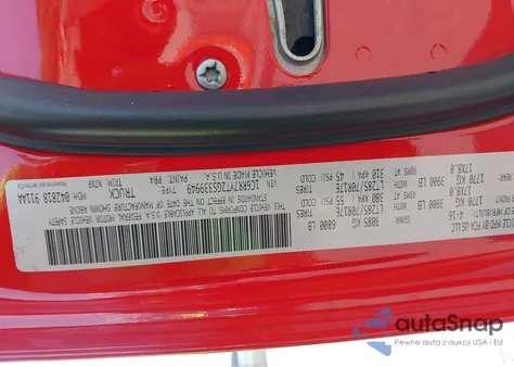 2016 Ram 1500 Rebel z USA, uszkodzony, nr VIN 1C6RR7YT2GS339949